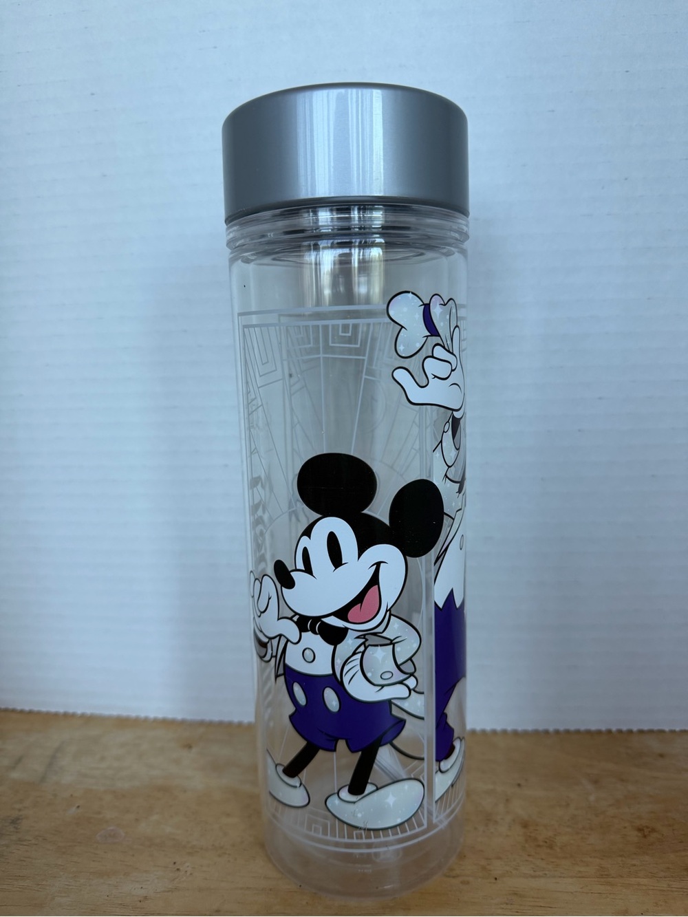 Disneyland Mickey Mouse & Friends Water Bottle Tumbler Clear Plastic